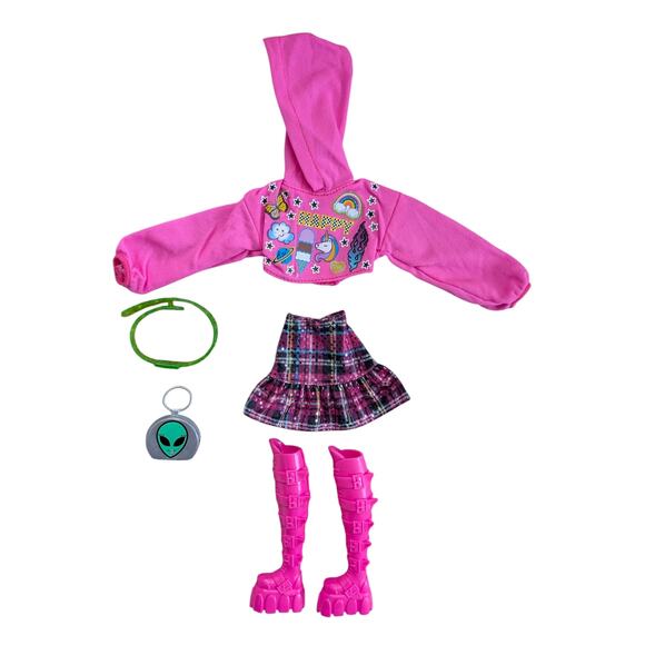 Barbie Other - New 2022 Barbie Extra Doll #19 Clothes Outfit Top Skirt Boots Belt & Purse HKP93